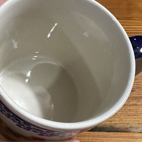 Polish Pottery Czaja Red Floral Cherry Print Coffee Mug - Picture 2 of 3